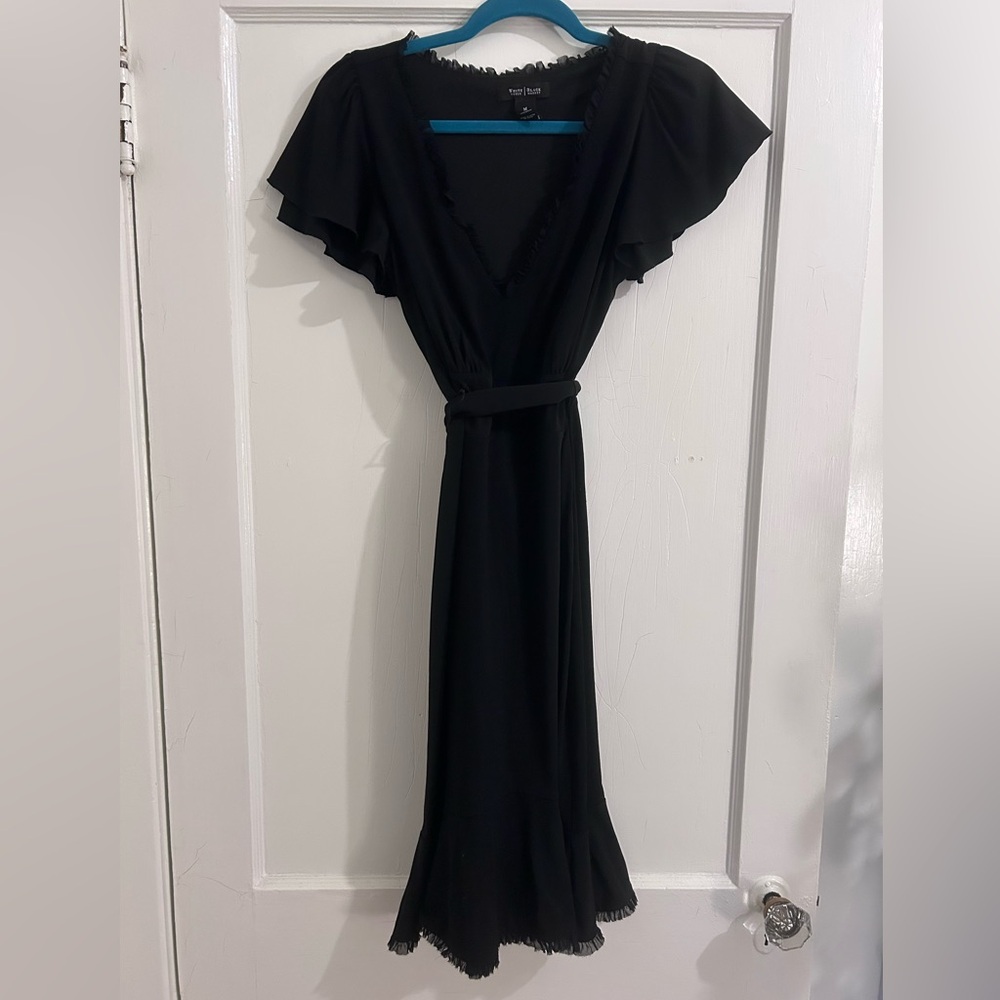 White House Black Market women’s medium black v-neck dress with flutter sleeves
